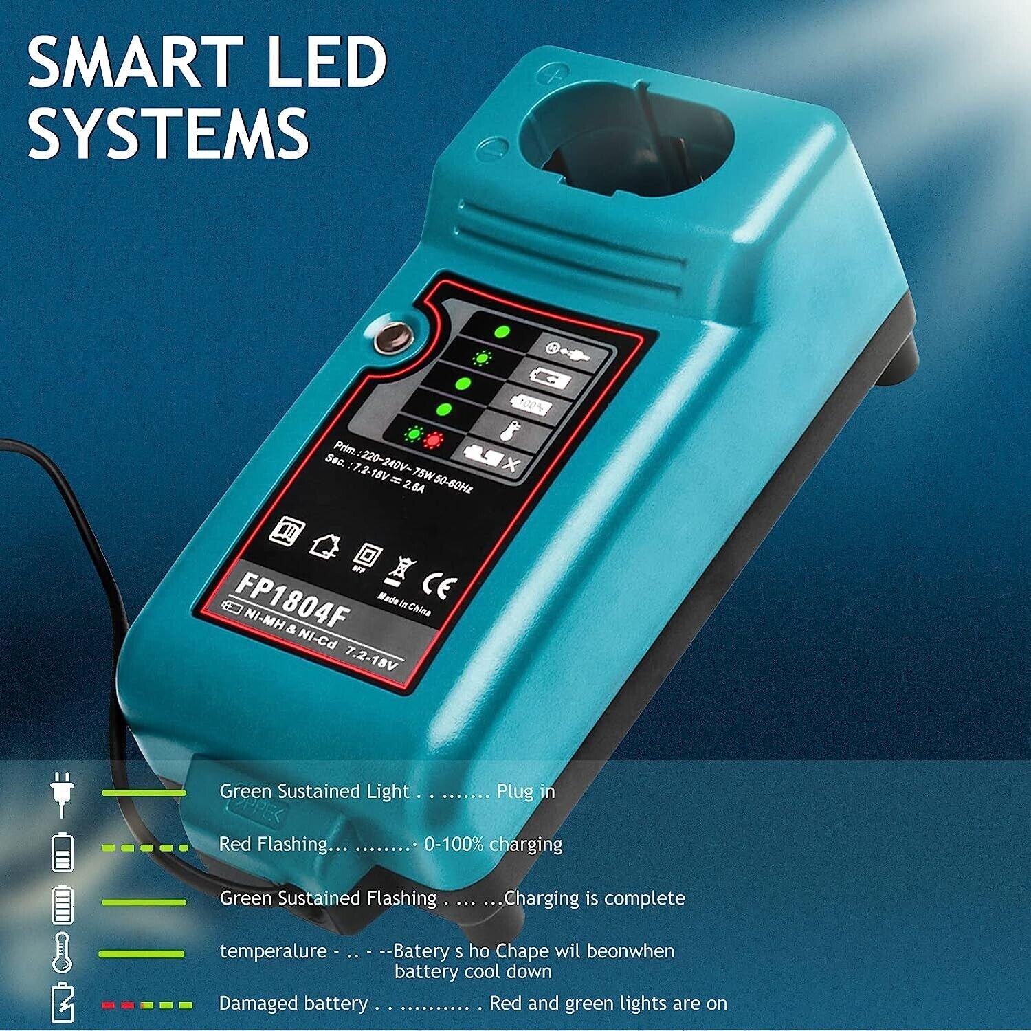 DC1804 DC1414F Charger for Makita 18V 14.4V 12V 9.6V Battery DC1804 DC1414F Charger for Makita 18V 14.4V 12V 9.6V Battery